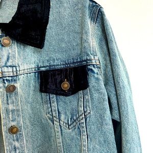 Vintage Jean Jacket with Velvet Collar